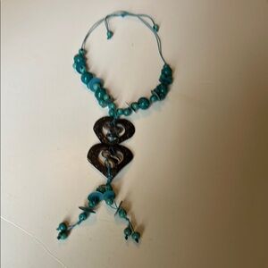 Hand Crafted Blue Turquoise Necklace with Heart Pendant